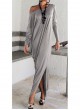 Elegant Long Relaxed Fit Sleeves Maxi Dress